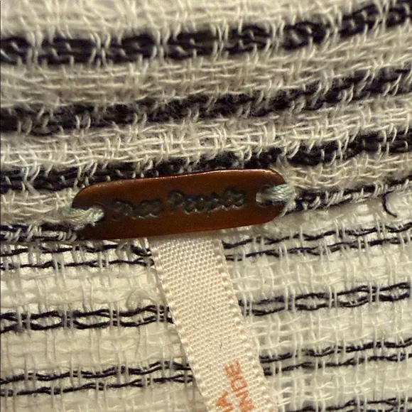 Free People Textured Stripe Cotton Top Relaxed Boho Blouse - Picture 2 of 6